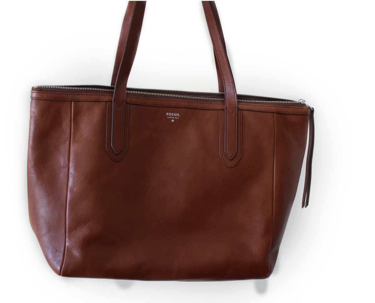 FOSSIL SYDNEY Coral Leather Shopper Tote Shoulder Bag Handbag Purse
